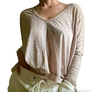 Free People We The Free Size XS Lightweight Long Sleeve Scoop Neck Side Slit Top